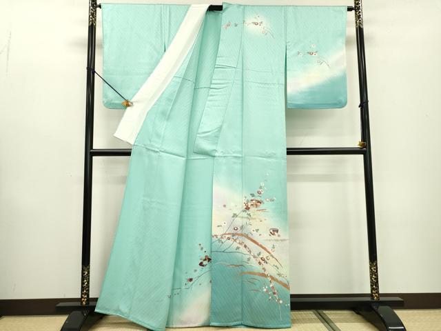平和屋着物▽訪問着 単衣 扇面雪芝花文 暈し染 金彩 正絹 逸品 DABB1591fe