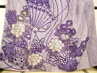 平和屋着物●本疋田絞り　訪問着　駒刺繍　草花　金糸　正絹　逸品　DABB1597fe