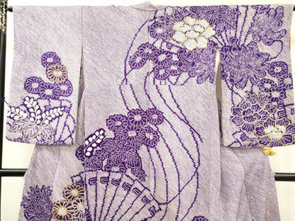 平和屋着物●本疋田絞り　訪問着　駒刺繍　草花　金糸　正絹　逸品　DABB1597fe