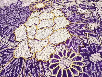 平和屋着物●本疋田絞り　訪問着　駒刺繍　草花　金糸　正絹　逸品　DABB1597fe