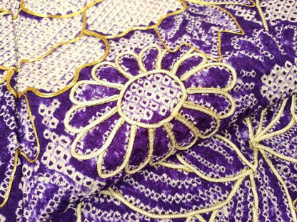 平和屋着物●本疋田絞り　訪問着　駒刺繍　草花　金糸　正絹　逸品　DABB1597fe