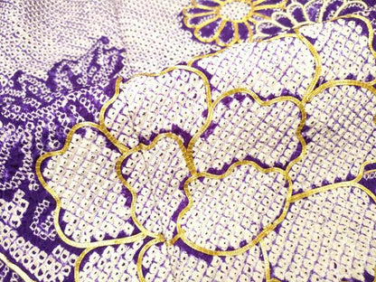 平和屋着物●本疋田絞り　訪問着　駒刺繍　草花　金糸　正絹　逸品　DABB1597fe