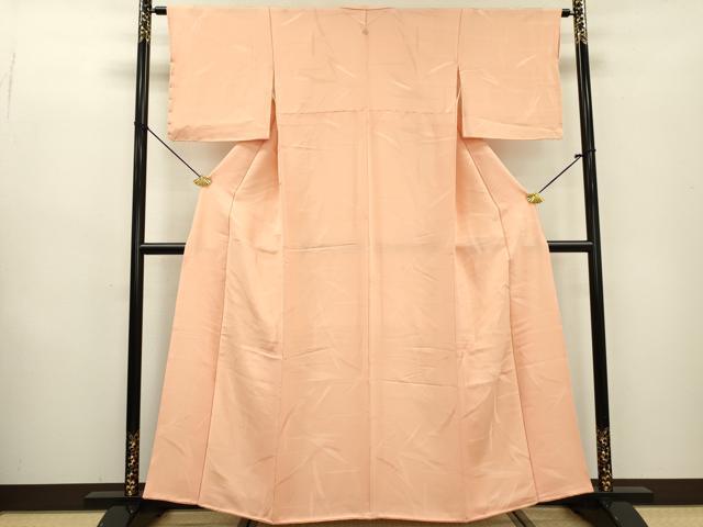 平和屋着物▼上質な色無地 草葉地紋 赤香色 正絹 逸品 DABB1616fe