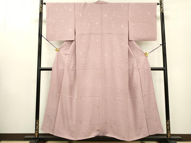 平和屋着物▼上質な色無地 流水花地紋 紅藤色 正絹 逸品 DABB1628fe