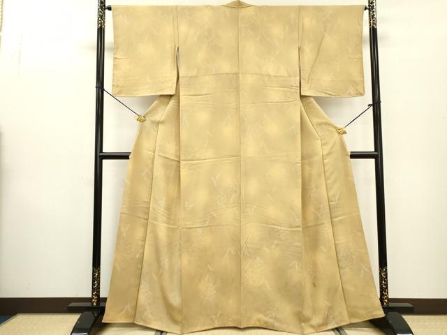 平和屋着物▼上質な小紋 地紋起こし 草花 暈し染 正絹 逸品 DABB1631fe