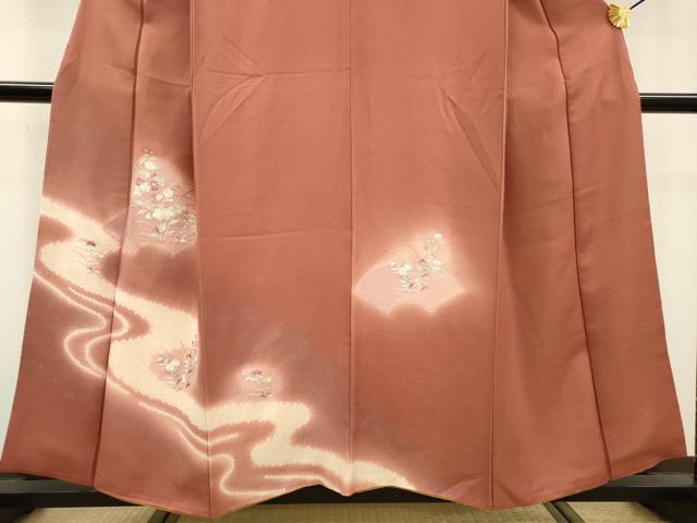 平和屋着物▼中国三大刺繍 スワトウ刺繍 汕頭刺繍 訪問着 絞り 流水地紙花文 暈し染 正絹 逸品 DABB1662fe
