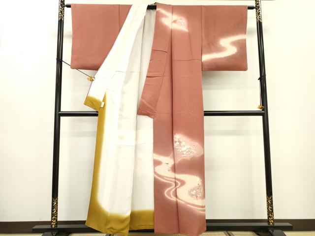 平和屋着物▼中国三大刺繍 スワトウ刺繍 汕頭刺繍 訪問着 絞り 流水地紙花文 暈し染 正絹 逸品 DABB1662fe