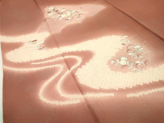 平和屋着物▼中国三大刺繍 スワトウ刺繍 汕頭刺繍 訪問着 絞り 流水地紙花文 暈し染 正絹 逸品 DABB1662fe