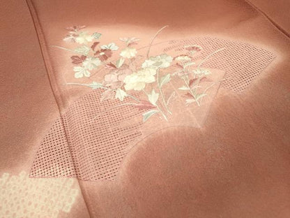 平和屋着物▼中国三大刺繍 スワトウ刺繍 汕頭刺繍 訪問着 絞り 流水地紙花文 暈し染 正絹 逸品 DABB1662fe