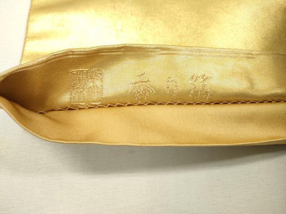 平和屋着物▼京の名門 じゅらく謹製 六通柄袋帯 唐織 香り箱 伽羅 金糸 引箔 正絹 逸品 DABB1694fe