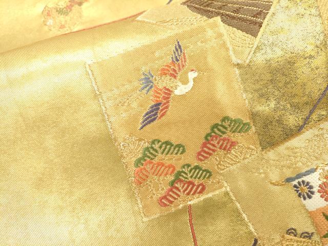 平和屋着物▼京の名門 じゅらく謹製 六通柄袋帯 唐織 香り箱 伽羅 金糸 引箔 正絹 逸品 DABB1694fe