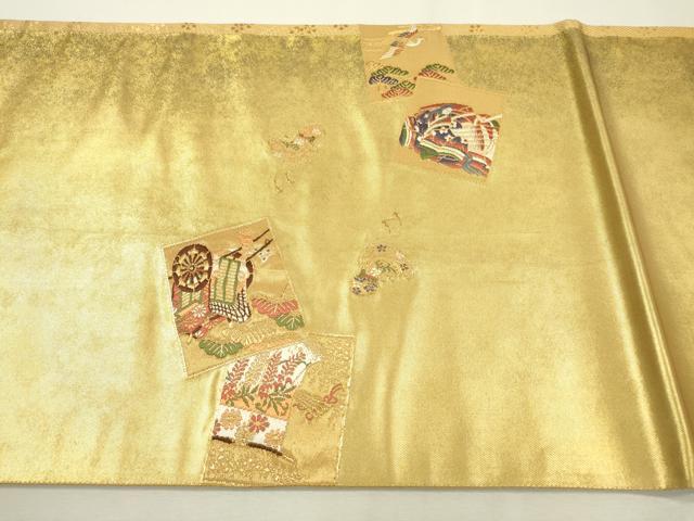 平和屋着物▼京の名門 じゅらく謹製 六通柄袋帯 唐織 香り箱 伽羅 金糸 引箔 正絹 逸品 DABB1694fe