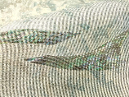 平和屋着物▼太鼓柄袋帯 作家物 螺鈿箔 箔散らし 銀彩 正絹 逸品 DABB1726fe