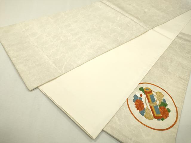 平和屋着物▼太鼓柄袋帯 総刺繍 宝尽くし丸文 金糸 正絹 逸品 DABB1817fe