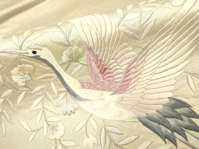 平和屋着物●極上　太鼓柄袋帯　総刺繍　飛鶴宝尽くし　金糸　逸品　DZAB1845kh6 平和屋本店□極上 太鼓柄 本袋帯 龍村平蔵柄 威毛錦 金銀糸 逸品