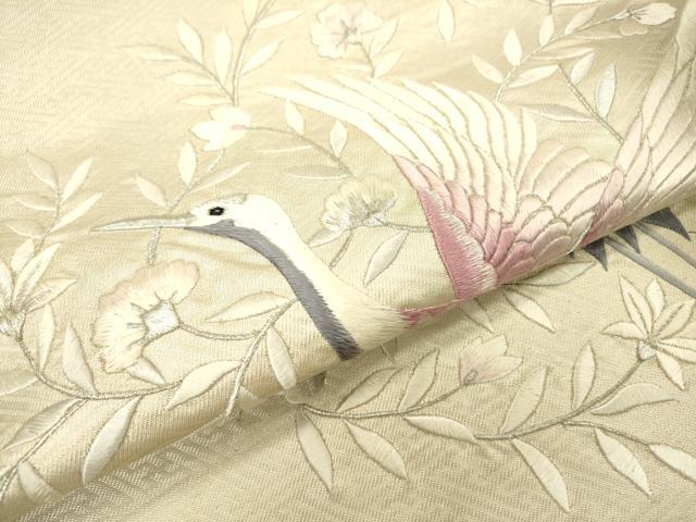 平和屋着物●銀座きしや　太鼓柄袋帯　総刺繍　霞花文　金銀糸　引箔　たとう紙付き　正絹　逸品　DABE5163ps 平和屋着物◎太鼓柄袋帯 総刺繍 駒刺繍 色紙花文 金銀糸