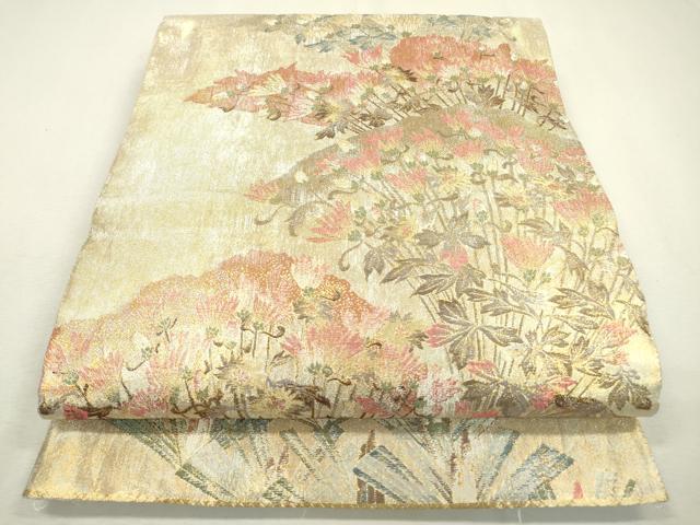 平和屋着物▼六通柄袋帯 ぎゃまん織 松葉文 金銀糸 正絹 逸品 DABB1832fe
