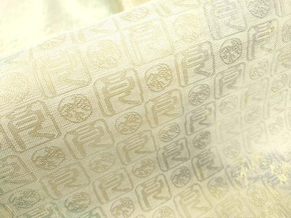 平和屋着物▼全通柄袋帯 霞文 金糸 正絹 逸品 DABB1872fe