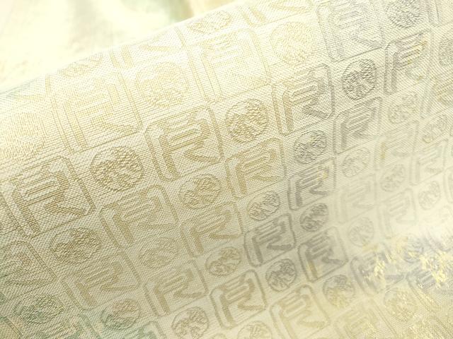 平和屋着物▼全通柄袋帯 霞文 金糸 正絹 逸品 DABB1872fe