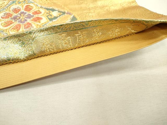 平和屋着物▼六通柄袋帯　扇面唐草華文　金銀糸　正絹　逸品　DABB1889fe