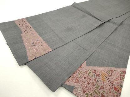 平和屋着物●中国三大刺繍 スワトウ刺繍 汕頭刺繍 相良刺繍 総刺繍 太鼓柄袋帯 紬地 色紙重ね更紗花鳥文 正絹 逸品 DABB1898fe