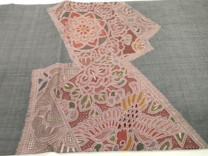 平和屋着物●中国三大刺繍 スワトウ刺繍 汕頭刺繍 相良刺繍 総刺繍 太鼓柄袋帯 紬地 色紙重ね更紗花鳥文 正絹 逸品 DABB1898fe