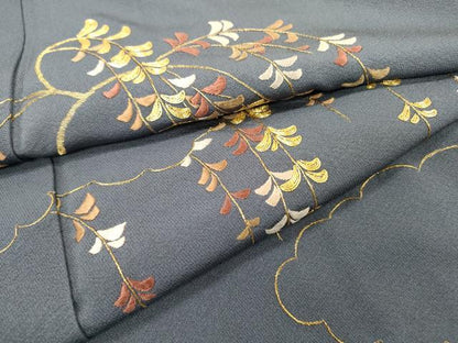 平和屋着物▼豪華色留袖　駒刺繍　総刺繍　雲取り枝垂れ花文　金彩　正絹　逸品　DABB1922fe