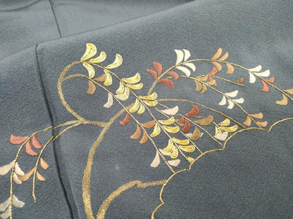 平和屋着物▼豪華色留袖　駒刺繍　総刺繍　雲取り枝垂れ花文　金彩　正絹　逸品　DABB1922fe