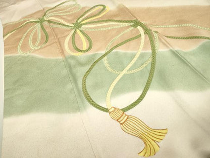 平和屋着物▼豪華色留袖 駒刺繍 総刺繍 結び紐 正絹 逸品 DABB1923fe