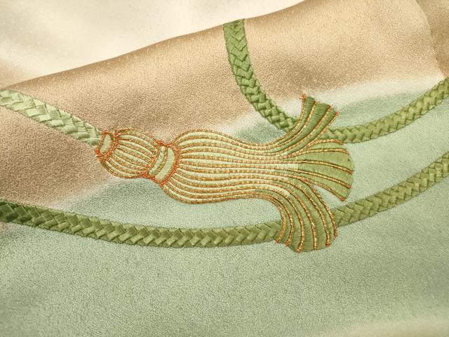 平和屋着物▼豪華色留袖 駒刺繍 総刺繍 結び紐 正絹 逸品 DABB1923fe
