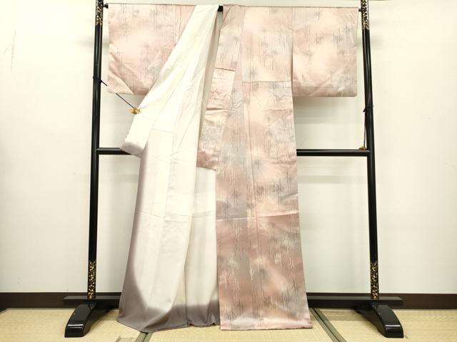 平和屋着物▼上質な小紋 木立ち 暈し染 正絹 逸品 DABB1931fe