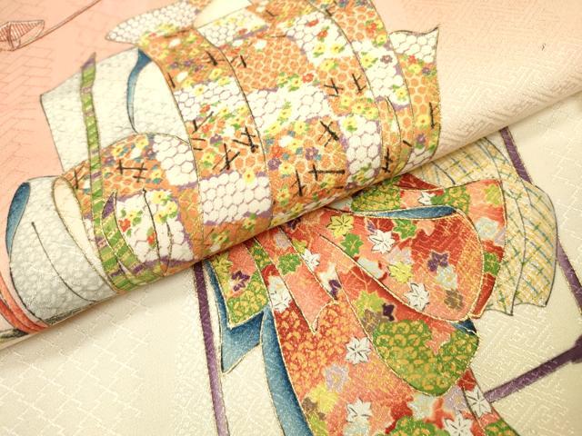 平和屋着物▼上質な小紋　誰が袖花文　暈し染　金彩　正絹　逸品　DABB1941fe