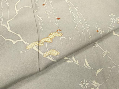 平和屋着物●訪問着 駒刺繍 枝花 金彩 正絹 逸品 DABB1952fe
