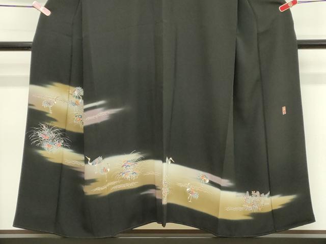 平和屋着物■豪華黒留袖　作家物　花鳥文　暈し染め　金彩　正絹　逸品　DABB2185cd