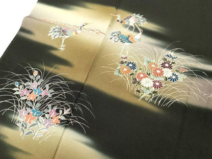 平和屋着物■豪華黒留袖　作家物　花鳥文　暈し染め　金彩　正絹　逸品　DABB2185cd