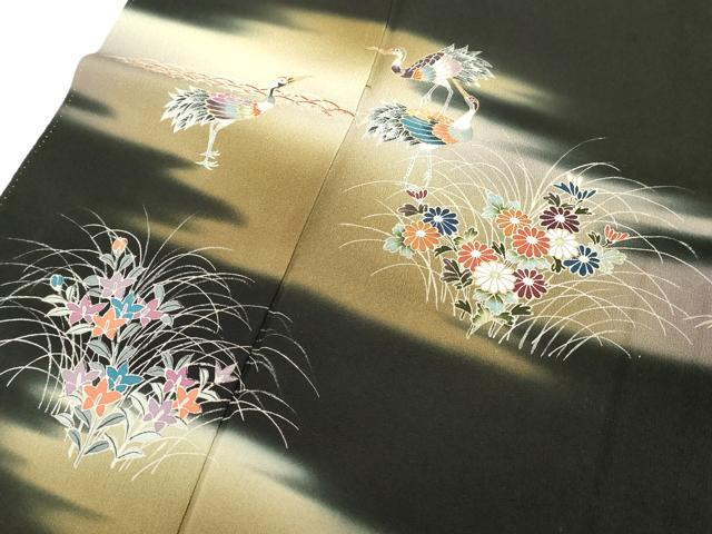 平和屋着物■豪華黒留袖　作家物　花鳥文　暈し染め　金彩　正絹　逸品　DABB2185cd