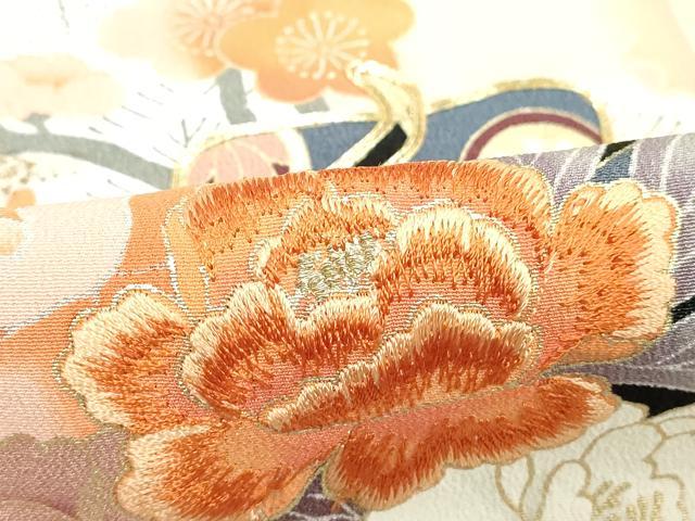 平和屋着物■豪華黒留袖　駒刺繍　御所車花文　暈し染め　金彩　正絹　逸品　DABB2186cd