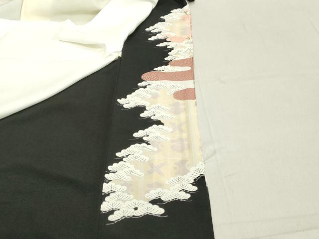 平和屋着物■豪華黒留袖　駒刺繍　御所車花文　暈し染め　金彩　正絹　逸品　DABB2186cd