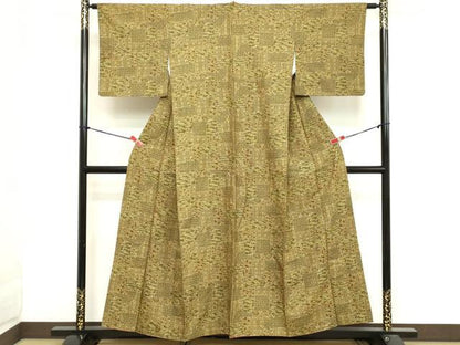 平和屋着物■上質な小紋　紬地　吉祥花文　正絹　逸品　DABB2202cd