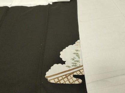 平和屋着物■豪華黒留袖　刺繍　草花文　暈し染め　金彩　正絹　逸品　DABB2264cd