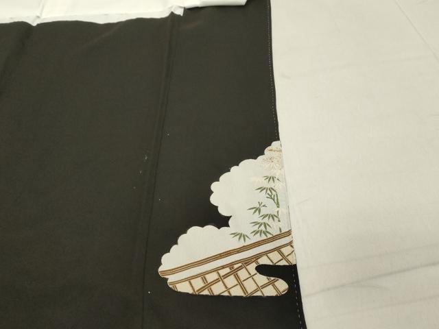 平和屋着物■豪華黒留袖　刺繍　草花文　暈し染め　金彩　正絹　逸品　DABB2264cd