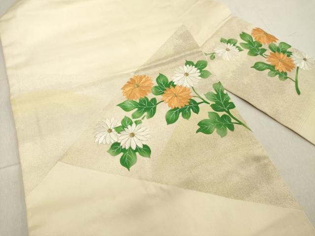 平和屋着物◎九寸名古屋帯　刺繍　草花文　金糸　正絹　逸品　DABB2294cd