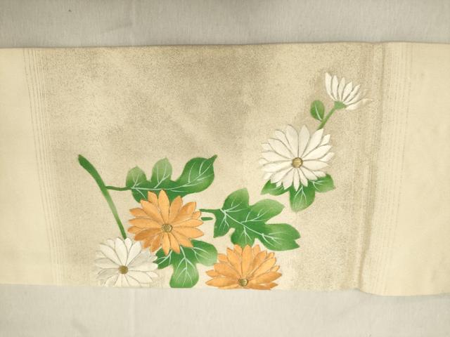 平和屋着物◎九寸名古屋帯　刺繍　草花文　金糸　正絹　逸品　DABB2294cd