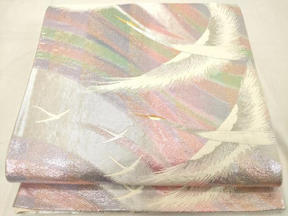 平和屋着物◎六通柄袋帯 飛鶴文 金銀糸 正絹 逸品 DABB2309cd