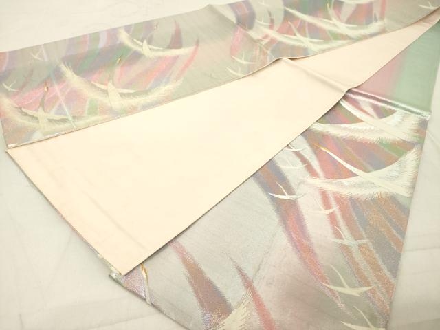 平和屋着物◎六通柄袋帯 飛鶴文 金銀糸 正絹 逸品 DABB2309cd