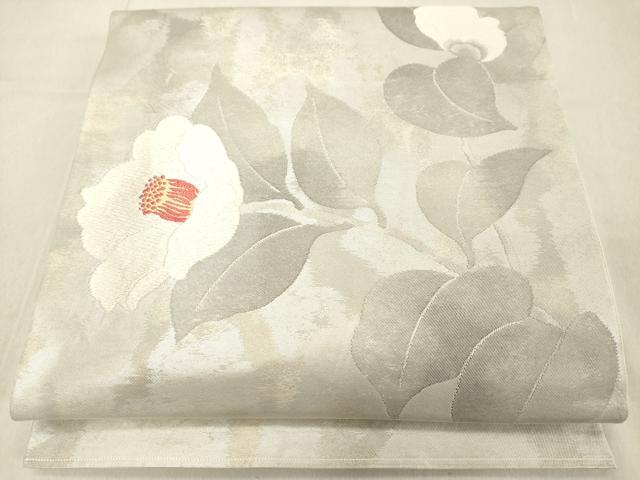 平和屋着物◎六通柄袋帯 唐織 枝花文 銀糸 正絹 逸品 DABB2320cd