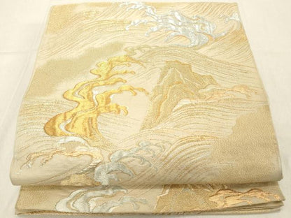 平和屋着物◎六通柄 本京袋帯 立波文 金銀糸 正絹 逸品 DABB2322cd