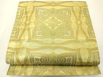 平和屋着物◎六通柄袋帯 洋花文 金銀糸 正絹 逸品 DABB2334cd