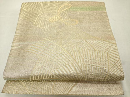 平和屋着物◎六通柄袋帯　束ね熨斗文　金糸　正絹　逸品　DABB2348cd