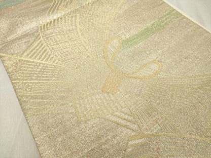 平和屋着物◎六通柄袋帯　束ね熨斗文　金糸　正絹　逸品　DABB2348cd